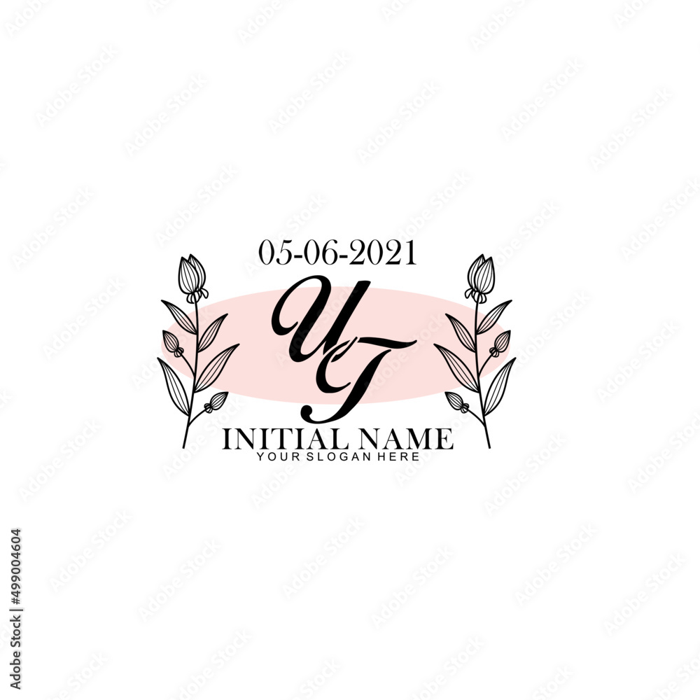 UT Initial letter handwriting and signature logo. Beauty vector initial logo .Fashion  boutique  floral and botanical