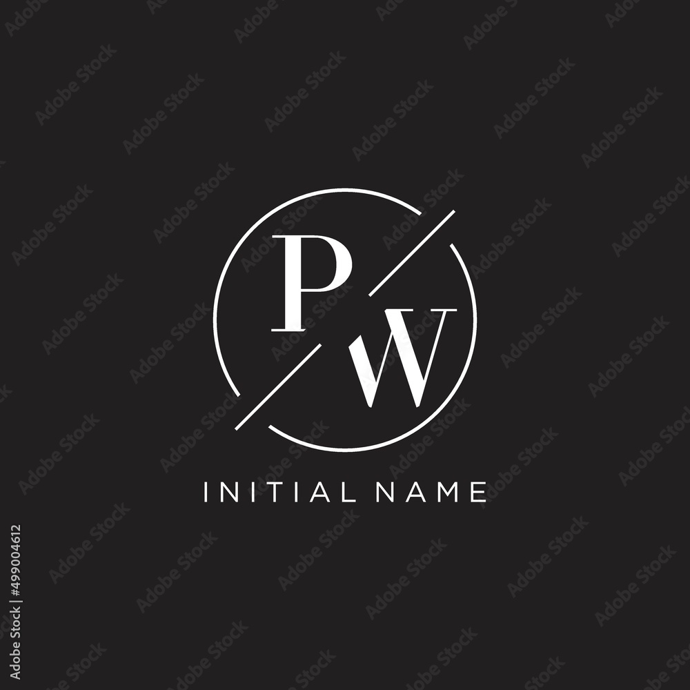 Letter PW logo with simple circle line. Creative look monogram logo ...