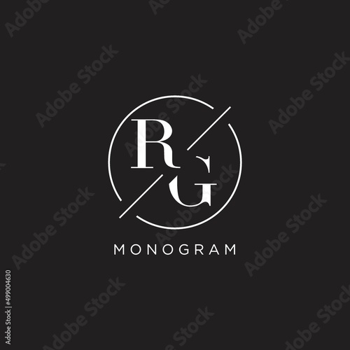 Letter RG logo with simple circle line. Creative look monogram logo design photo