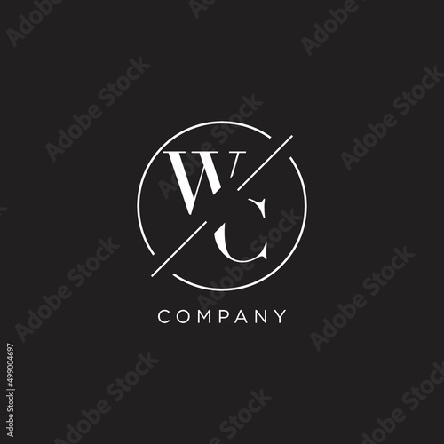 Letter WC logo with simple circle line. Creative look monogram logo design