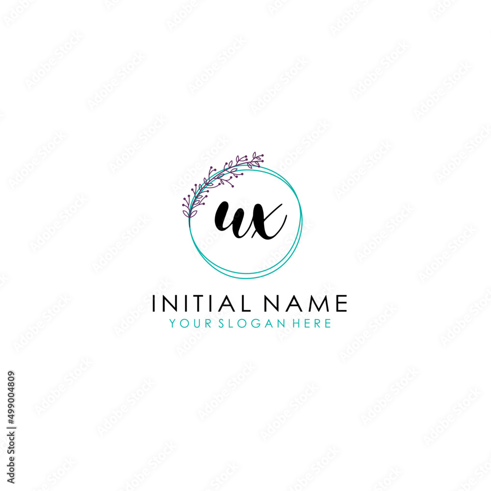 UX Initial letter handwriting and signature logo. Beauty vector initial logo .Fashion  boutique  floral and botanical