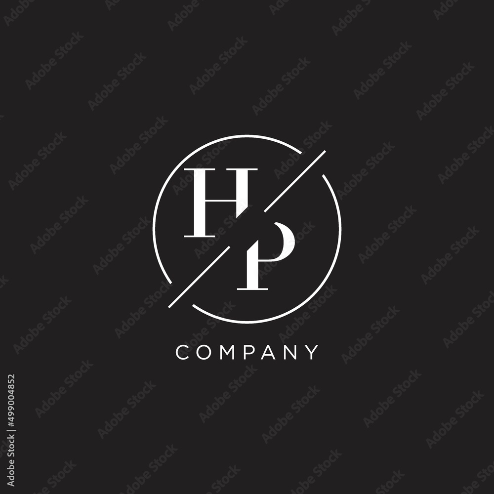 Vetor de Letter HP logo with simple circle line. Creative look monogram ...