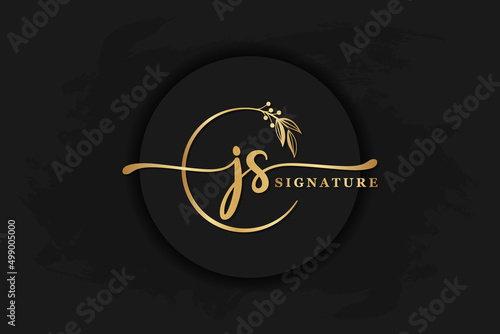 luxury signature logo design initial js. Handwriting vector logo design illustration image