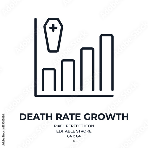 Death rate growth concept editable stroke outline icon isolated on white background flat vector illustration. Pixel perfect. 64 x 64.