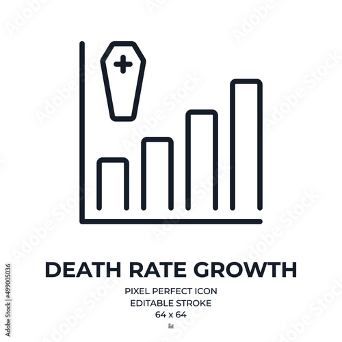 Death rate growth concept editable stroke outline icon isolated on white background flat vector illustration. Pixel perfect. 64 x 64. photo