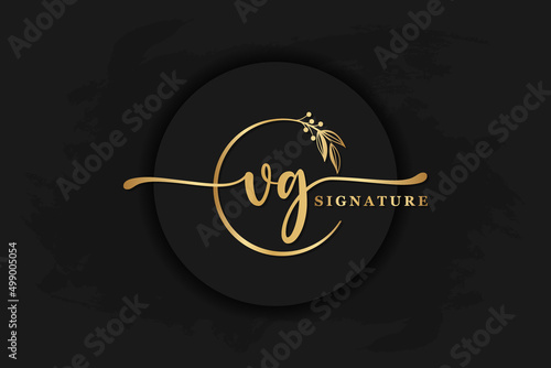 luxury signature logo design initial vg. Handwriting vector logo design illustration image