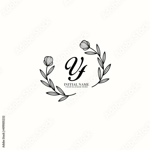 VF Initial letter handwriting and signature logo. Beauty vector initial logo .Fashion  boutique  floral and botanical photo