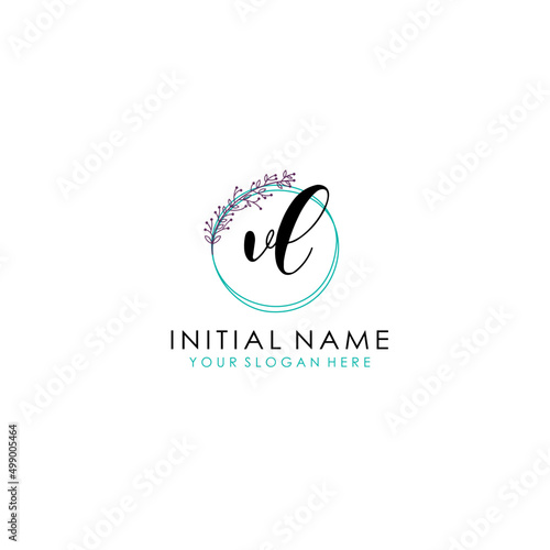 VL Initial letter handwriting and signature logo. Beauty vector initial logo .Fashion  boutique  floral and botanical
