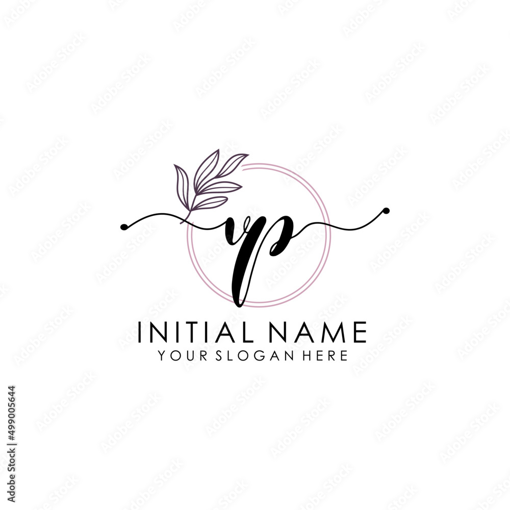 VP Luxury initial handwriting logo with flower template, logo for beauty, fashion, wedding, photography VP Luxury initial handwriting logo with flower template, logo for beauty, fashion, wedding, photography