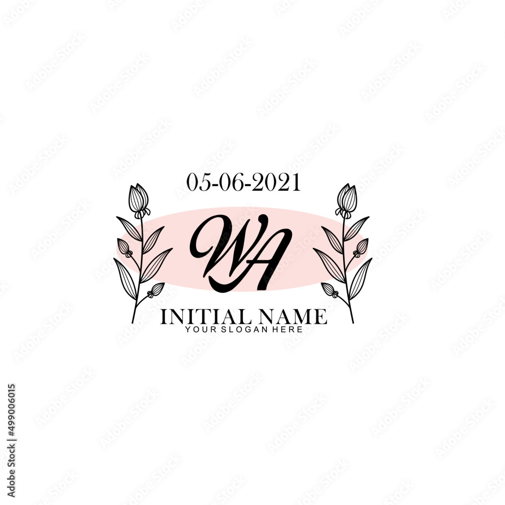 WA Initial letter handwriting and signature logo. Beauty vector initial logo .Fashion  boutique  floral and botanical