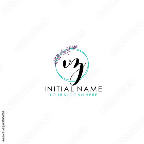 VZ Initial letter handwriting and signature logo. Beauty vector initial logo .Fashion boutique floral and botanical