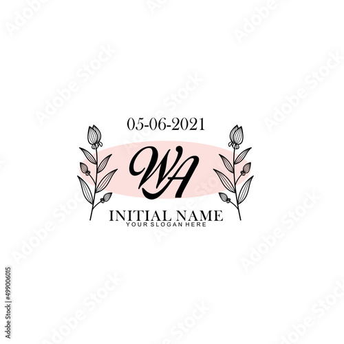 WA Initial letter handwriting and signature logo. Beauty vector initial logo .Fashion  boutique  floral and botanical