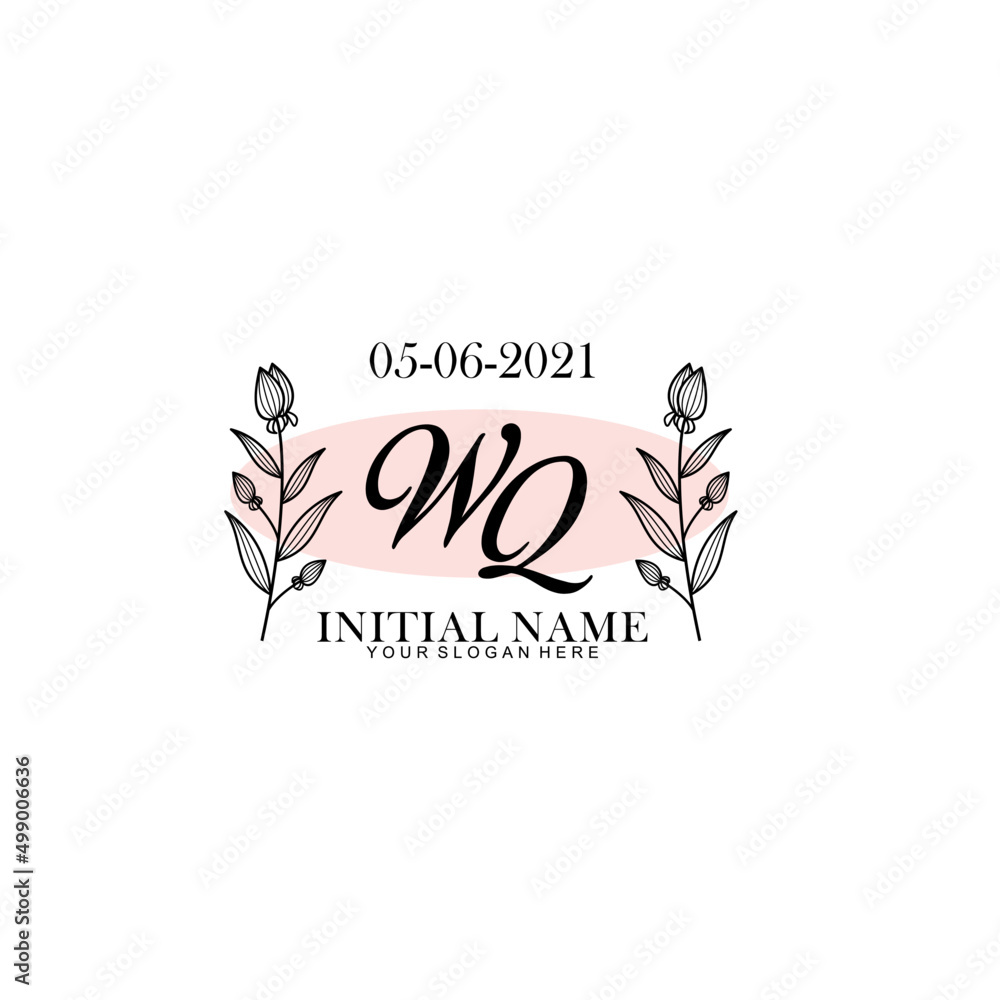WQ Initial letter handwriting and signature logo. Beauty vector initial logo .Fashion  boutique  floral and botanical