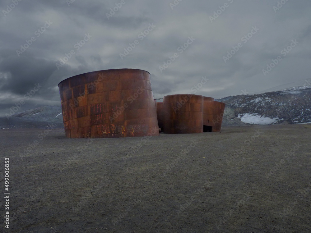 Rusty Whale Oil Tanks on Deception Island, South Shetland Islands Rusty Whale Oil Tanks on Deception Island, South Shetland Islands