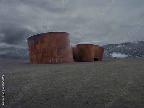 Rusty Whale Oil Tanks on Deception Island, South Shetland Islands