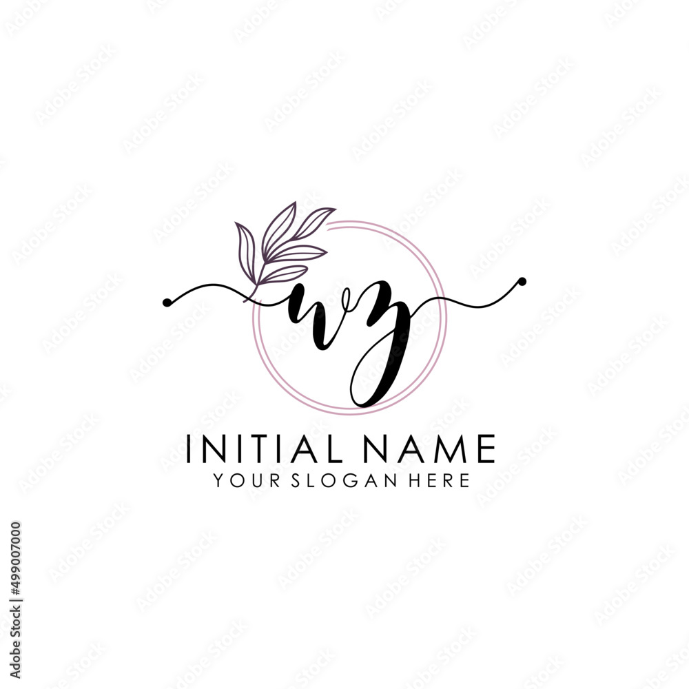 WZ Luxury initial handwriting logo with flower template, logo for beauty, fashion, wedding, photography WZ Luxury initial handwriting logo with flower template, logo for beauty, fashion, wedding, photography