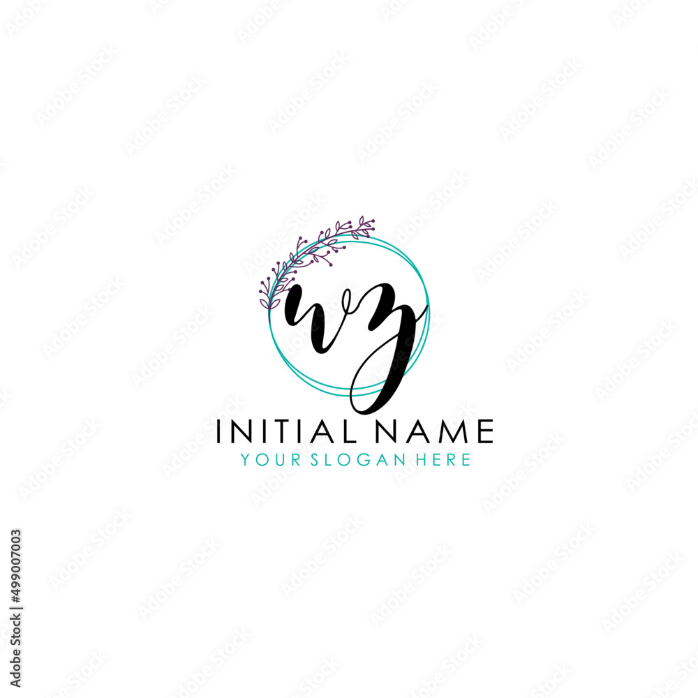 WZ Initial letter handwriting and signature logo. Beauty vector initial logo .Fashion  boutique  floral and botanical