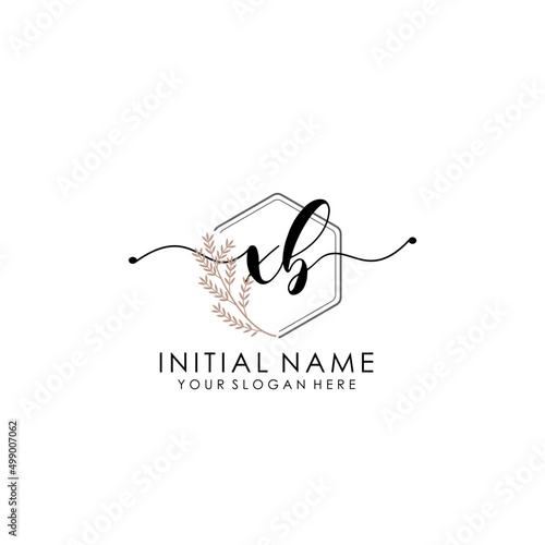 XB Luxury initial handwriting logo with flower template, logo for beauty, fashion, wedding, photography