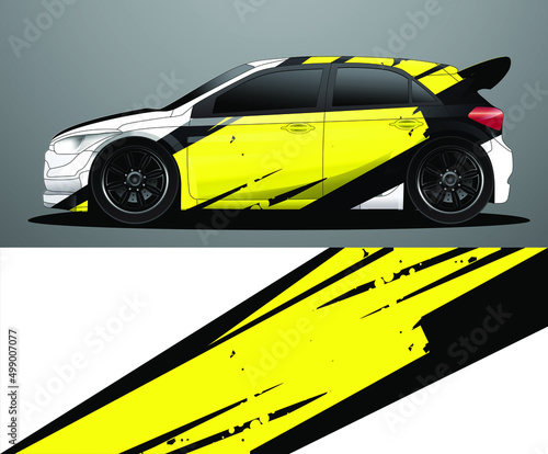 Rally car decal graphic wrap vector, abstract background
