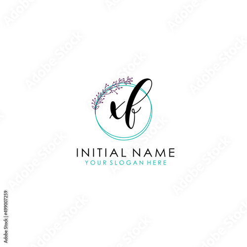 XF Initial letter handwriting and signature logo. Beauty vector initial logo .Fashion boutique floral and botanical