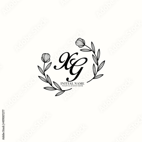 XG Initial letter handwriting and signature logo. Beauty vector initial logo .Fashion  boutique  floral and botanical