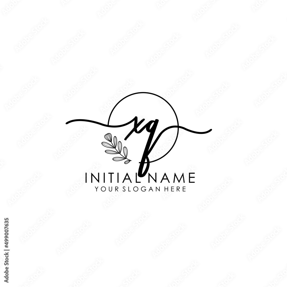 XQ Luxury initial handwriting logo with flower template, logo for beauty, fashion, wedding, photography XQ Luxury initial handwriting logo with flower template, logo for beauty, fashion, wedding, photography