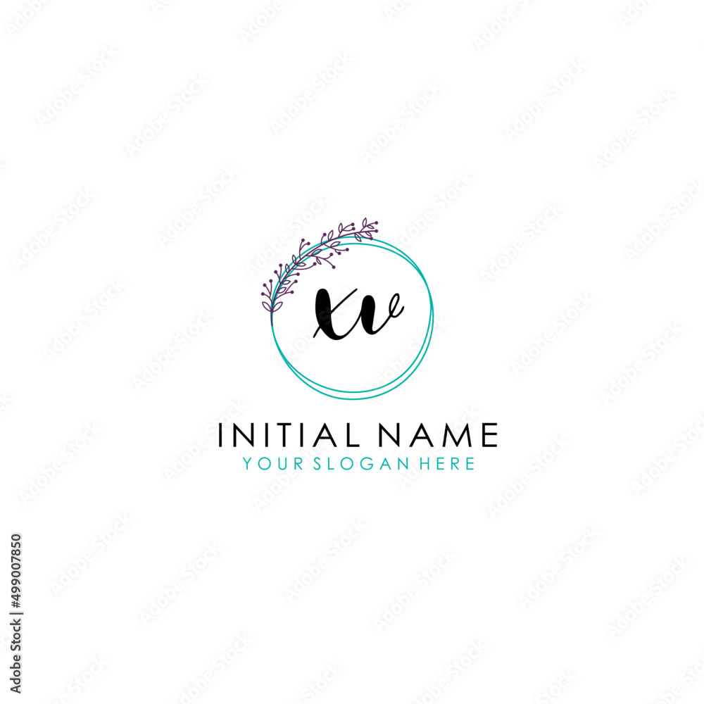XV Initial letter handwriting and signature logo. Beauty vector initial logo .Fashion boutique floral and botanical XV Initial letter handwriting and signature logo. Beauty vector initial logo .Fashion boutique floral and botanical