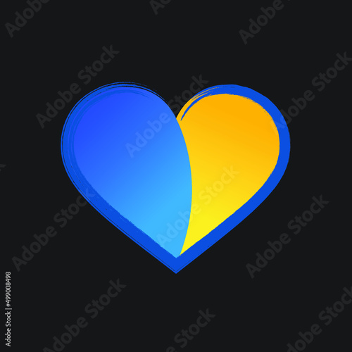 heart shaped icon with ukraine flag color