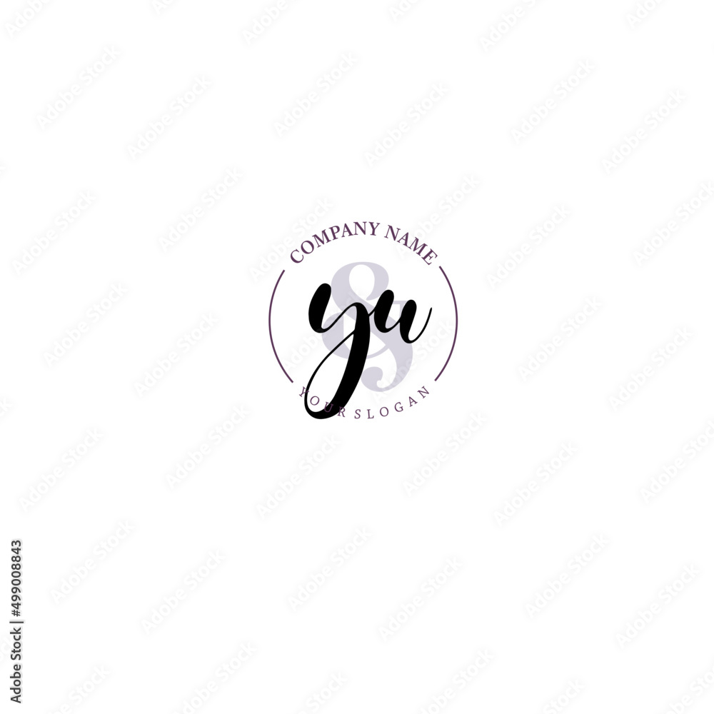 YU Initial letter handwriting and signature logo. Beauty vector initial logo .Fashion boutique floral and botanical YU Initial letter handwriting and signature logo. Beauty vector initial logo .Fashion boutique floral and botanical