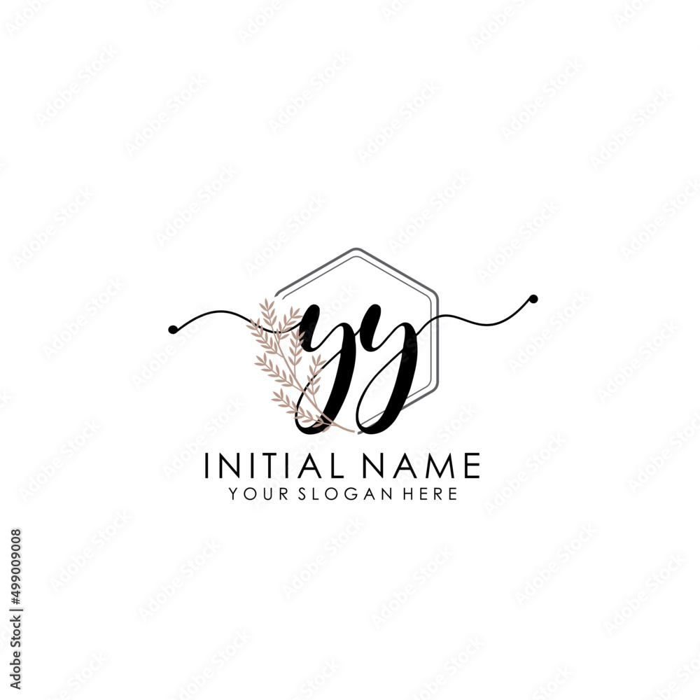 YY Luxury initial handwriting logo with flower template, logo for beauty, fashion, wedding, photography YY Luxury initial handwriting logo with flower template, logo for beauty, fashion, wedding, photography
