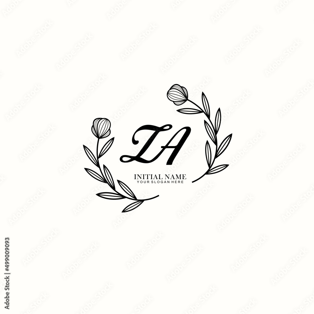 Fototapeta premium ZA Initial letter handwriting and signature logo. Beauty vector initial logo .Fashion boutique floral and botanical