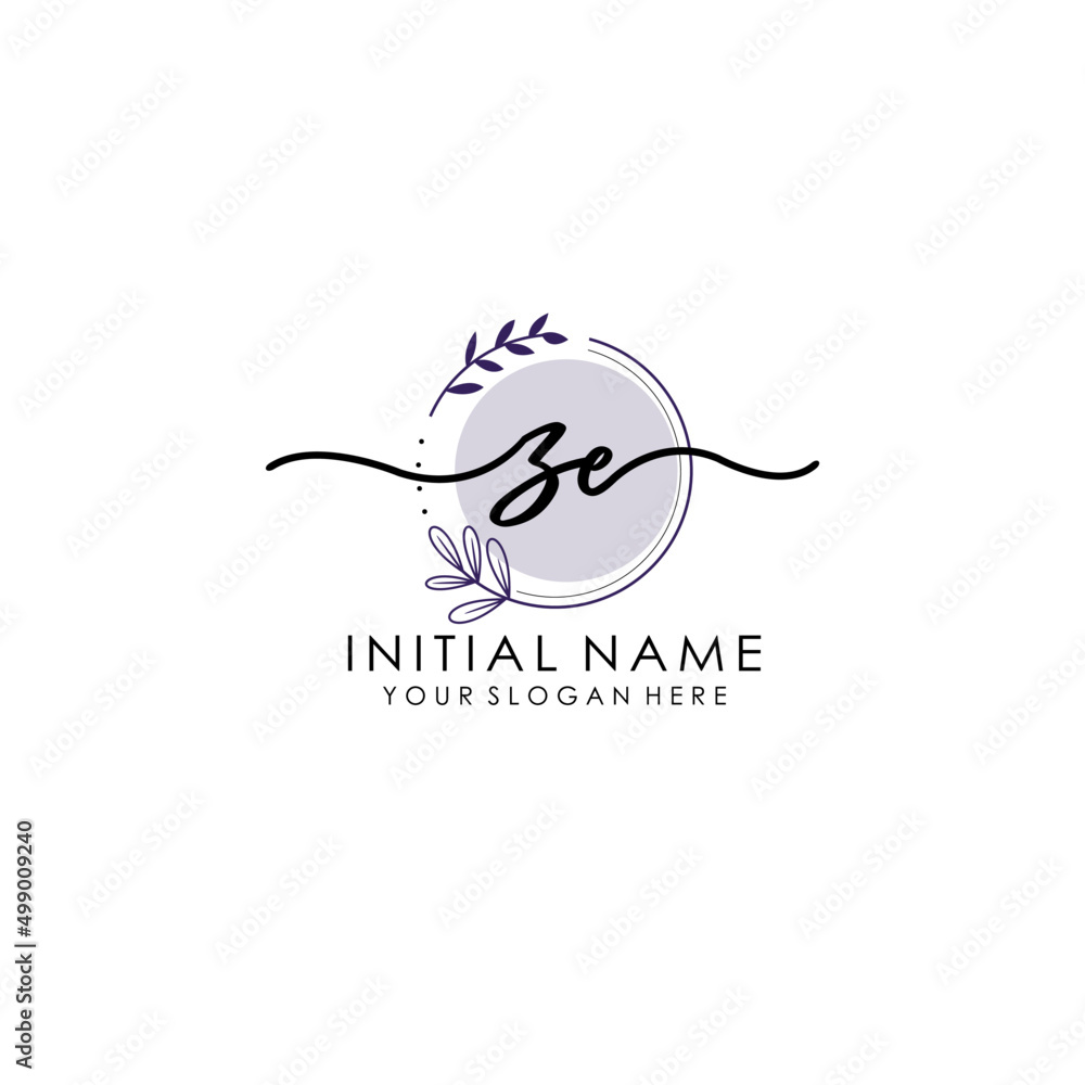 ZE Luxury initial handwriting logo with flower template, logo for beauty, fashion, wedding, photography ZE Luxury initial handwriting logo with flower template, logo for beauty, fashion, wedding, photography