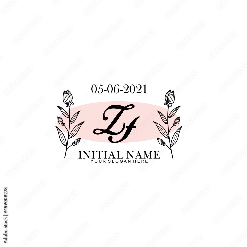 ZF Initial letter handwriting and signature logo. Beauty vector initial logo .Fashion  boutique  floral and botanical
