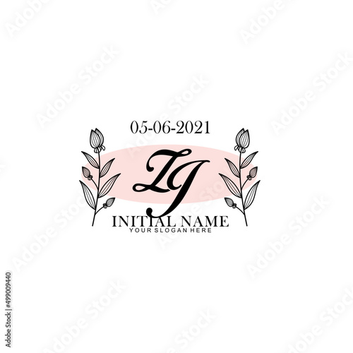 ZJ Initial letter handwriting and signature logo. Beauty vector initial logo .Fashion boutique floral and botanical