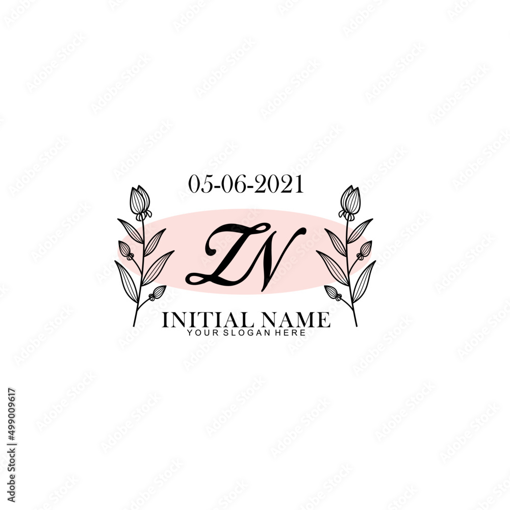 ZN Initial letter handwriting and signature logo. Beauty vector initial logo .Fashion  boutique  floral and botanical