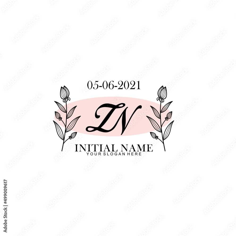 ZN Initial letter handwriting and signature logo. Beauty vector initial logo .Fashion boutique floral and botanical ZN Initial letter handwriting and signature logo. Beauty vector initial logo .Fashion boutique floral and botanical