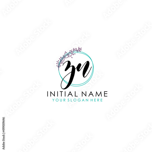 ZN Initial letter handwriting and signature logo. Beauty vector initial logo .Fashion boutique floral and botanical