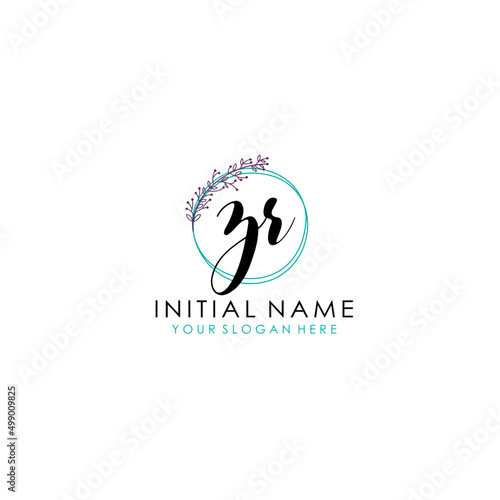 ZR Initial letter handwriting and signature logo. Beauty vector initial logo .Fashion boutique floral and botanical