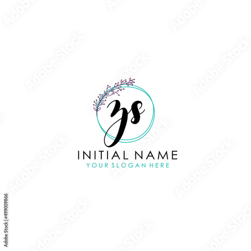 ZS Initial letter handwriting and signature logo. Beauty vector initial logo .Fashion boutique floral and botanical