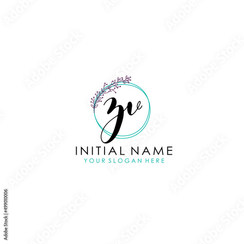 ZV Initial letter handwriting and signature logo. Beauty vector initial logo .Fashion boutique floral and botanical
