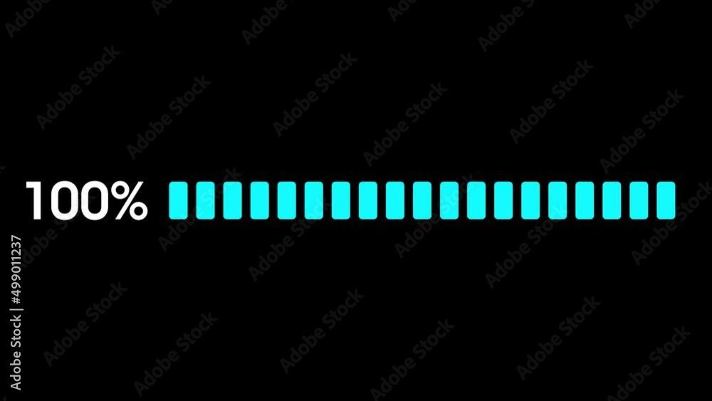 Digital Scale is Filled to 100 Percent. Loading Scale. Percentage Blue Bars Animation Digital Scale is Filled to 100 Percent. Loading Scale. Percentage Blue Bars Animation