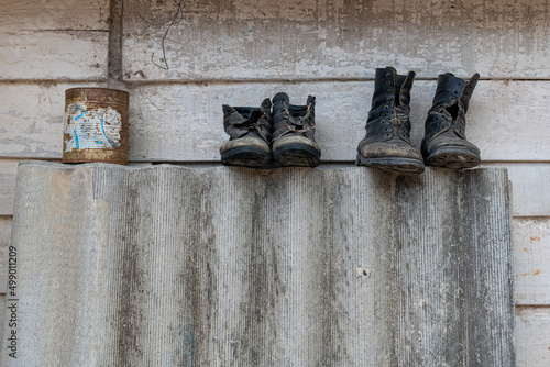 Shoes in a farm