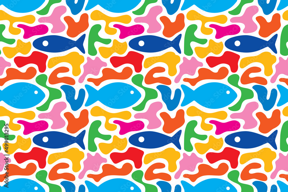 seamless repeating pattern with fishes