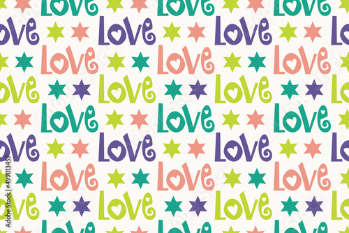 seamless pattern with love lettering and stars