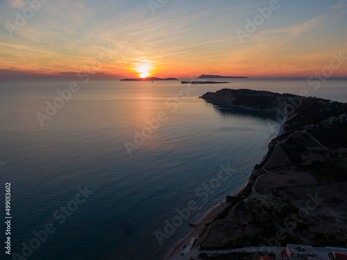 Aerial panoramic view of arillas in north corfu greece photo