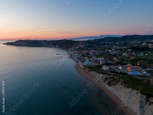 Aerial panoramic view of arillas in north corfu greece