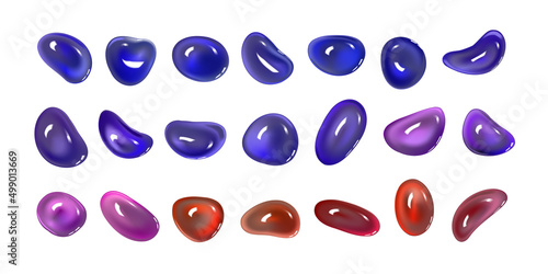Realistic vector 3D shapes isolated on white background. Set of mother-of-pearl multicolored drops
