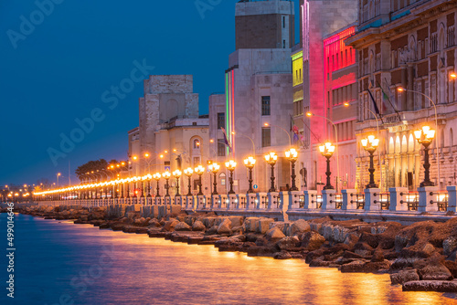 Panoramic view of Bari, Southern Italy, the region of Puglia(Apulia) seafront at dusk. photo