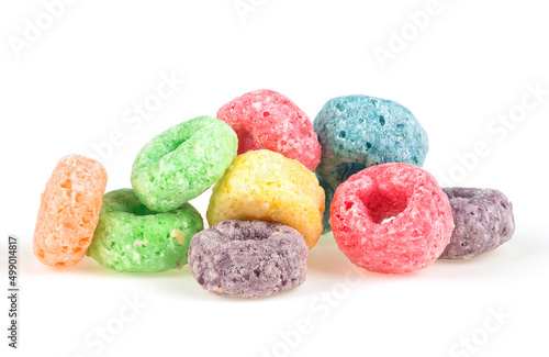 Konstfotografi Delicious and nutritious fruit cereal loops isolated on a white background