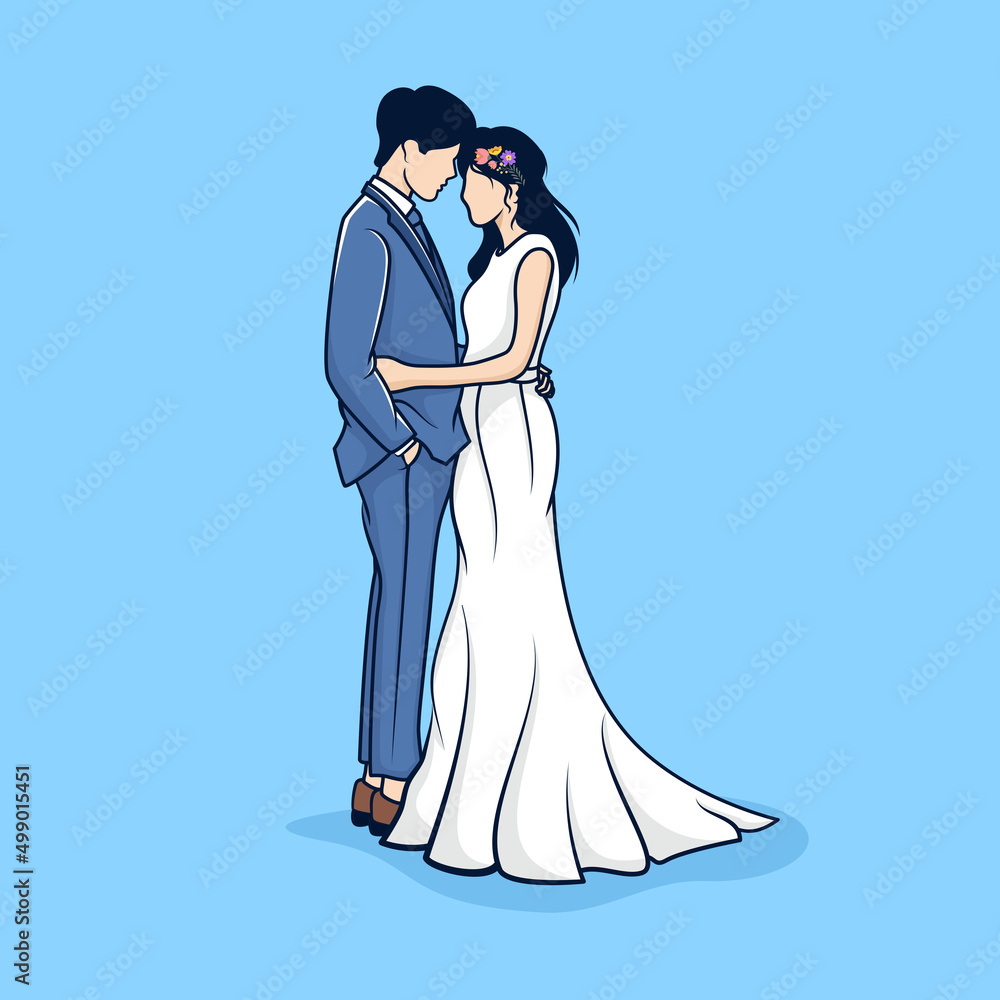 Fototapeta premium Hand drawn wedding couple illustration